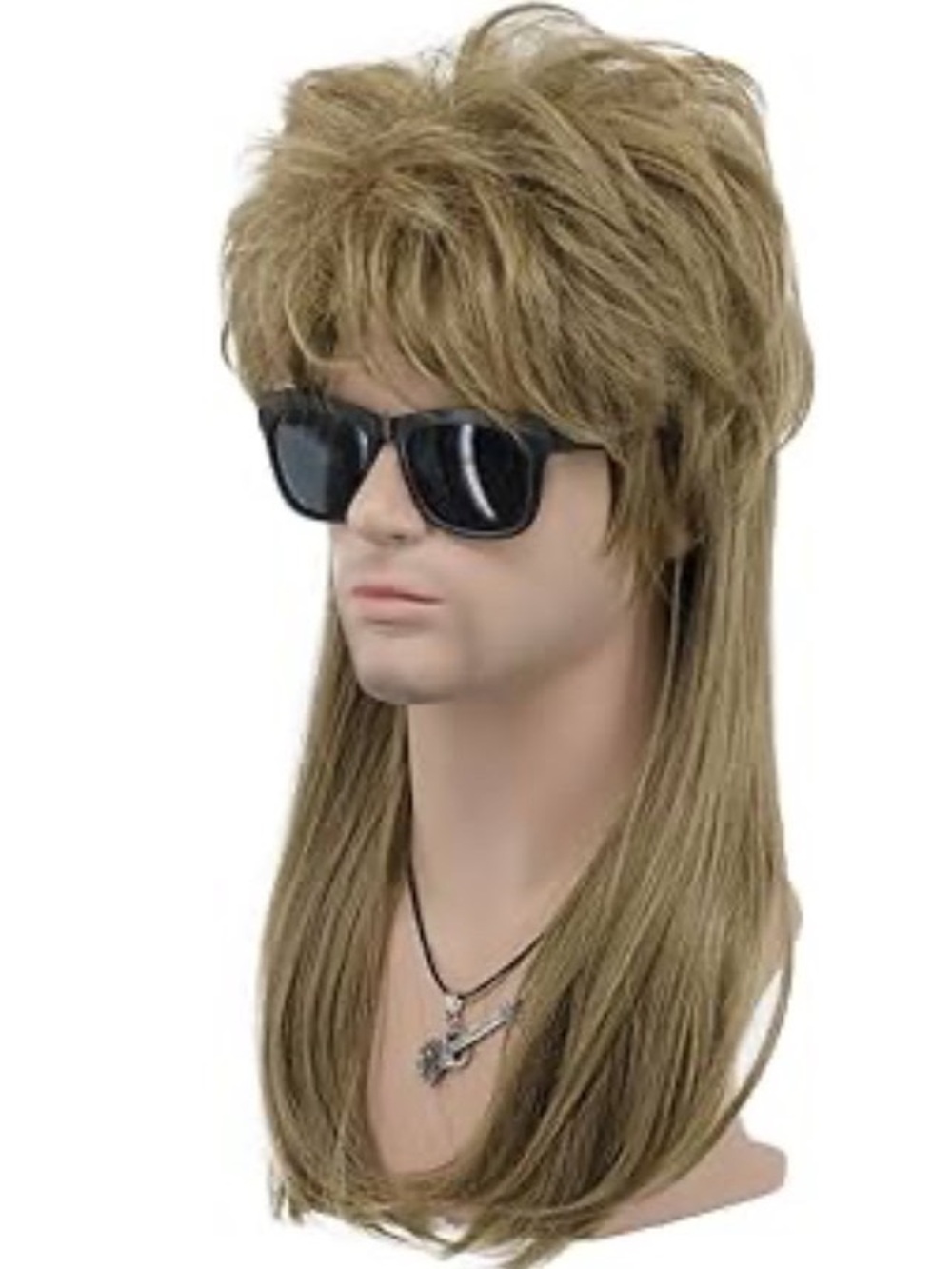 70s 80s Disco Mullet Punk Rock Wig Mens Long Straight Halloween wig dirty blonde